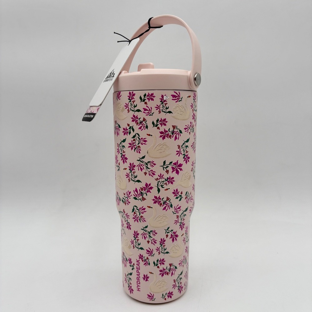 Hydrapeak 32oz Artisan Collection Swan Floral Print Insulated Nomad Tumbler Pink